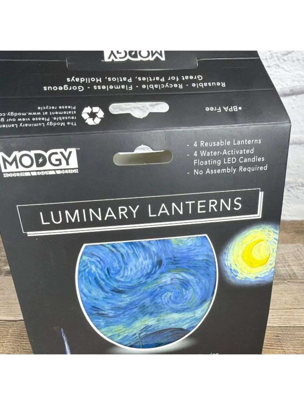 Luminary Lanterns Floating Set of 4 LED Candles Reusable Van Gogh Starry Night